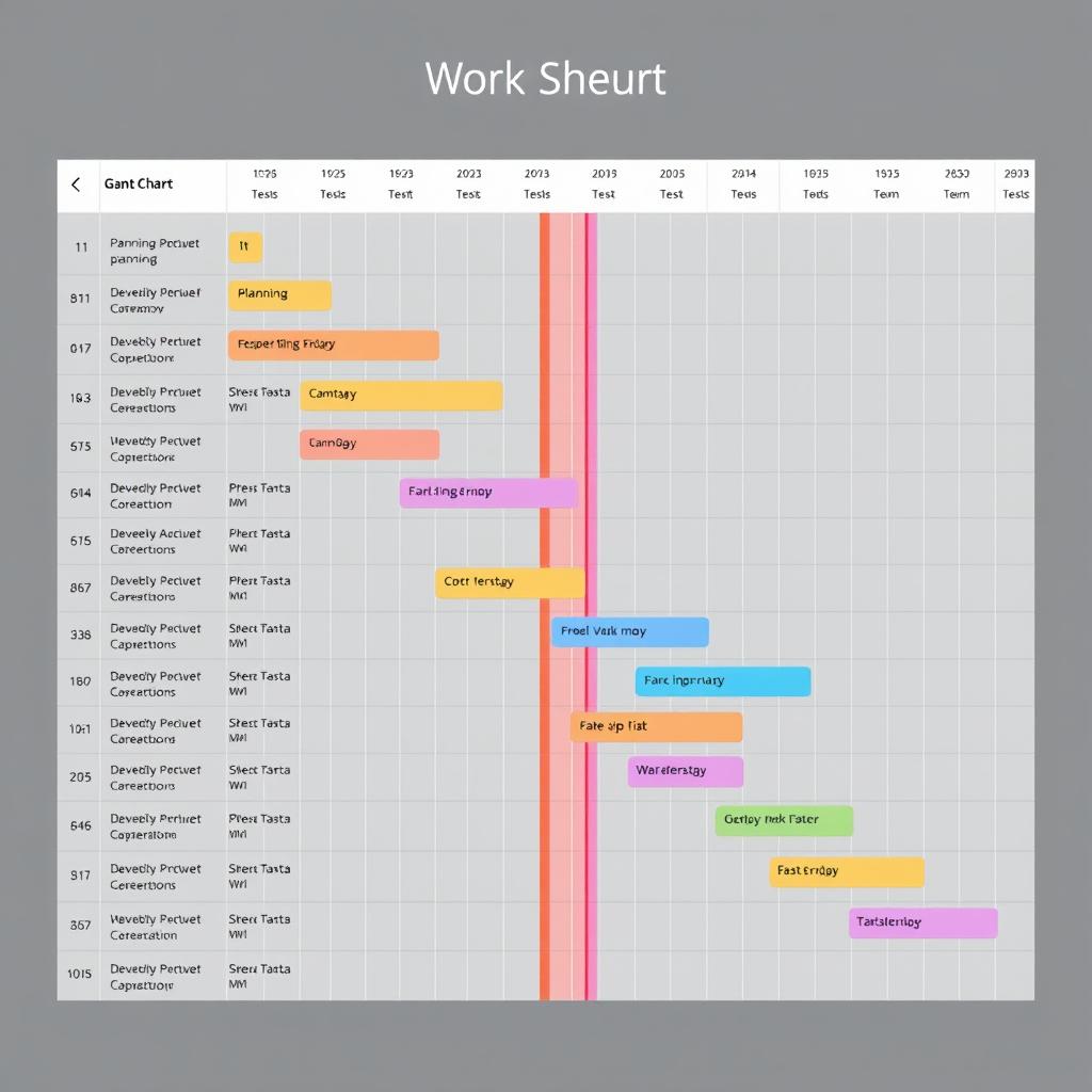 A detailed Gantt chart illustrating a comprehensive work schedule for a project