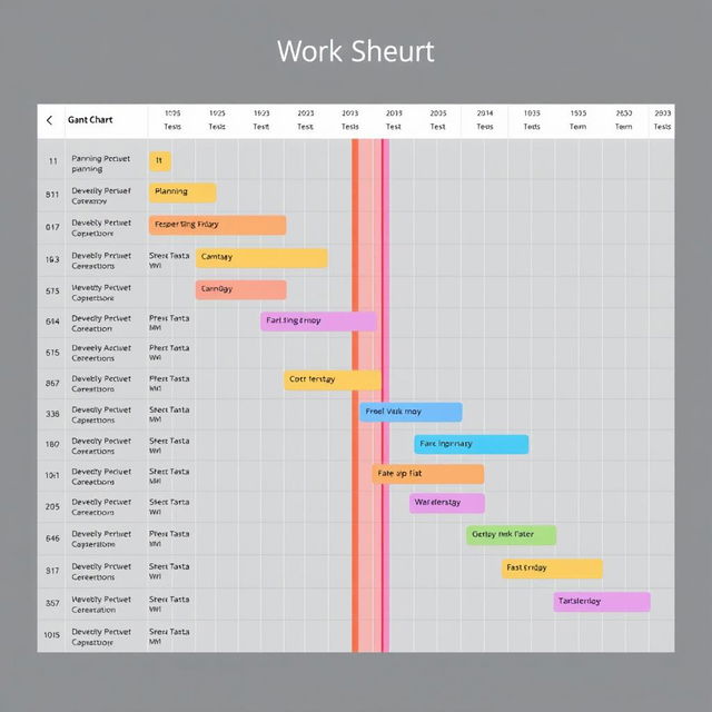 A detailed Gantt chart illustrating a comprehensive work schedule for a project