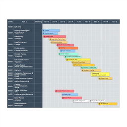 A detailed Gantt chart illustrating a comprehensive work schedule for a project