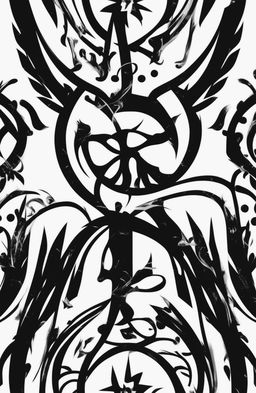 This high-quality digital art piece features a pair of black graphic jeans as its centerpiece