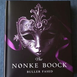 A captivating book cover featuring an elegant Venetian mask adorned with intricate designs, primarily in black and violet hues