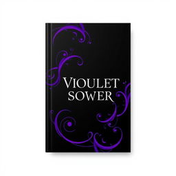 A striking book cover design featuring a rich black background with vibrant violet accents