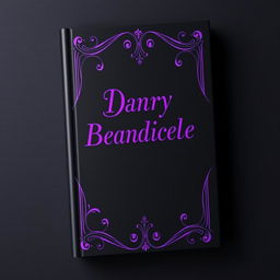 A captivating book cover design featuring a rich black background with elegant purple accents