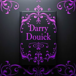 A captivating book cover design featuring a rich black background with elegant purple accents