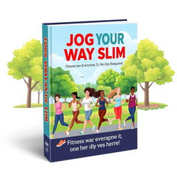 A captivating book cover design for 'Jog Your Way Slim: Fitness for Everyone, No Gym Required'