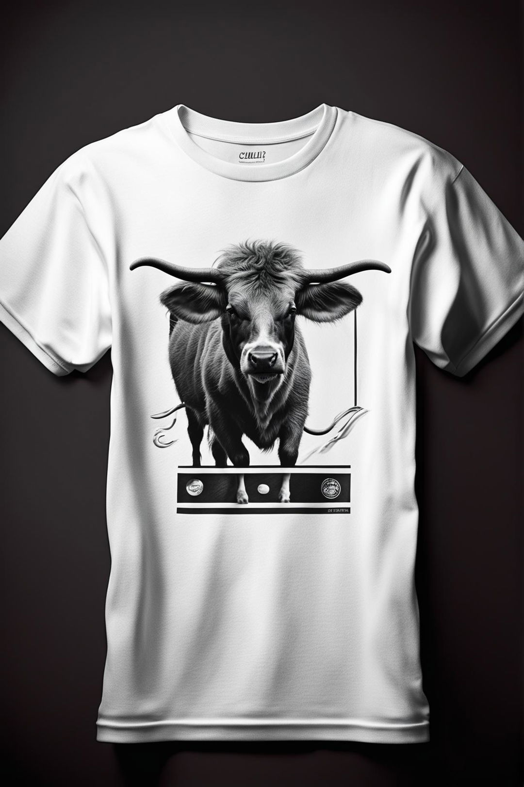 A high-quality 3D rendered image of a black and white graphic tee featuring the 'Got Milk?' slogan