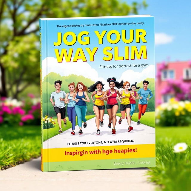 An energetic and engaging book cover design for 'Jog Your Way Slim: Fitness for Everyone, No Gym Required'