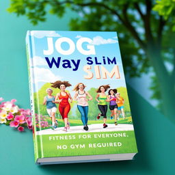An energetic and engaging book cover design for 'Jog Your Way Slim: Fitness for Everyone, No Gym Required'