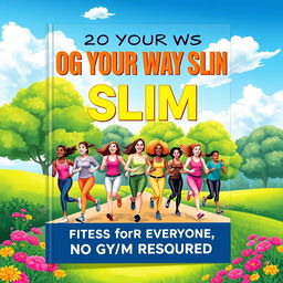 A captivating and energetic book cover design for 'Jog Your Way Slim: Fitness for Everyone, No Gym Required'