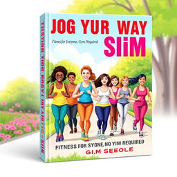 An inspiring book cover design for 'Jog Your Way Slim: Fitness for Everyone, No Gym Required'