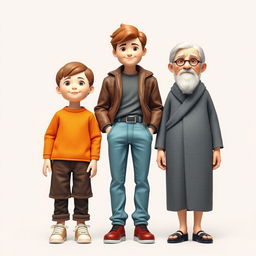A harmonious scene featuring three figures that represent different age groups: a child, a young adult, and an elder