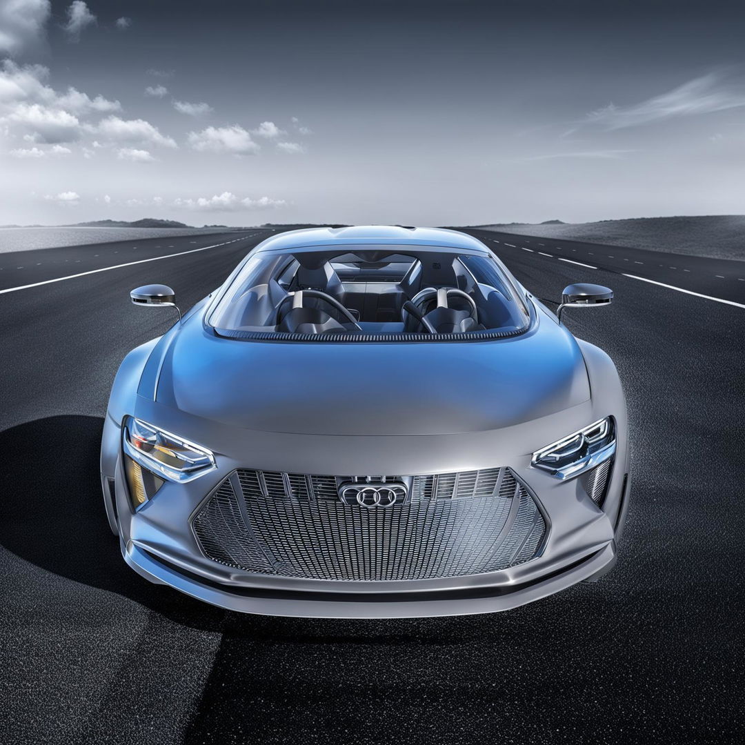 A digital art image of the Audi Rosemeyer, a concept car that blends retro and modern design elements