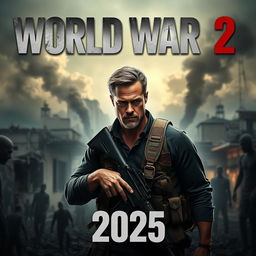 An intense teaser poster for 'World War Z 2' (2025), featuring Brad Pitt