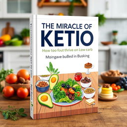 An eye-catching book cover design for 'The Miracle of Keto: How to Thrive on Low Carb'