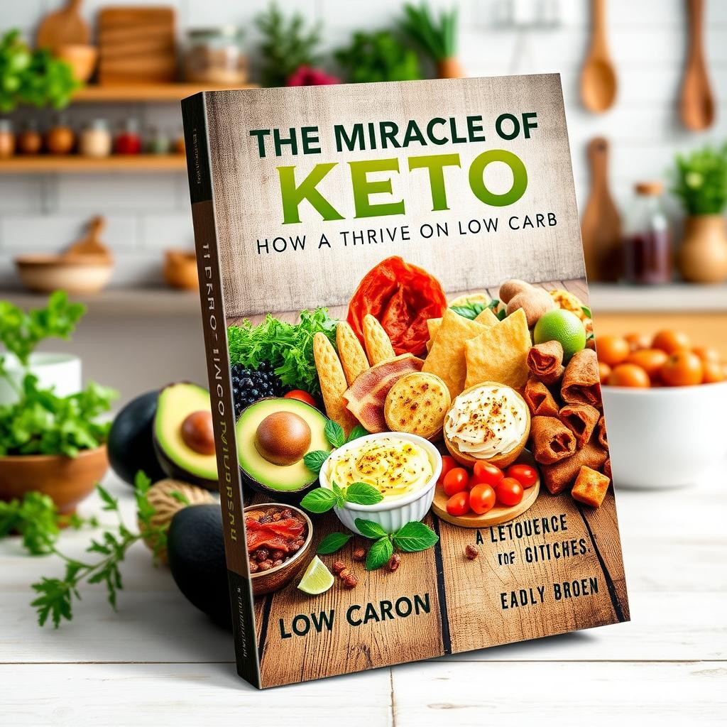 A captivating book cover design for 'The Miracle of Keto: How to Thrive on Low Carb'