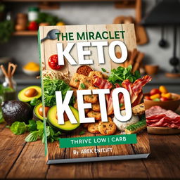 A captivating book cover design for 'The Miracle of Keto: How to Thrive on Low Carb'