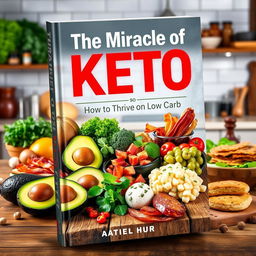 A captivating book cover design for 'The Miracle of Keto: How to Thrive on Low Carb'