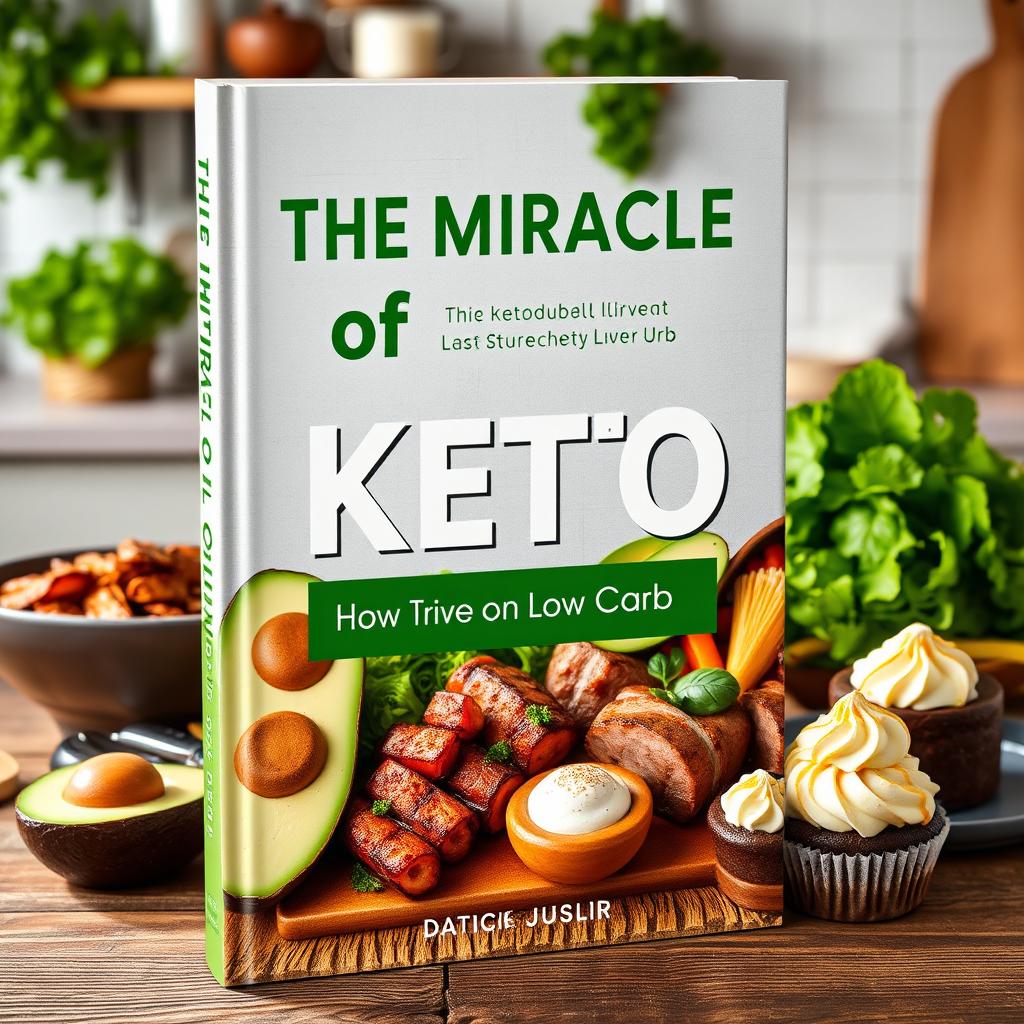 A compelling book cover design for 'The Miracle of Keto: How to Thrive on Low Carb'