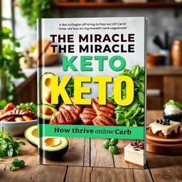 A compelling book cover design for 'The Miracle of Keto: How to Thrive on Low Carb'