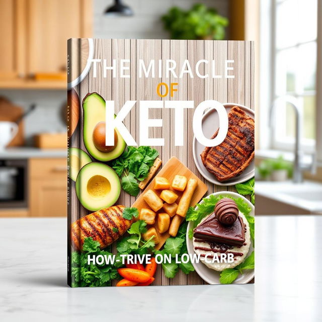 An engaging book cover design for 'The Miracle of Keto: How to Thrive on Low Carb'