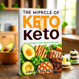 An engaging book cover design for 'The Miracle of Keto: How to Thrive on Low Carb'