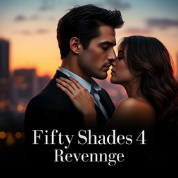 A captivating movie poster for "Fifty Shades 4: Revenge (2025)", featuringJamie Dornan and Dakota Johnson in a stylized and dramatic composition