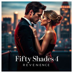 A captivating movie poster for "Fifty Shades 4: Revenge (2025)", featuringJamie Dornan and Dakota Johnson in a stylized and dramatic composition