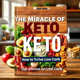 An eye-catching book cover design for 'The Miracle of Keto: How to Thrive on Low Carb'