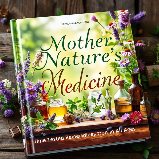 A captivating book cover design for 'Mother Nature's Medicine: Time-Tested Remedies for All Ages'