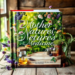 A captivating book cover design for 'Mother Nature's Medicine: Time-Tested Remedies for All Ages'