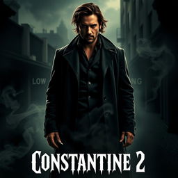 A captivating movie poster for 'Constantine 2,' featuring Keanu Reeves as John Constantine