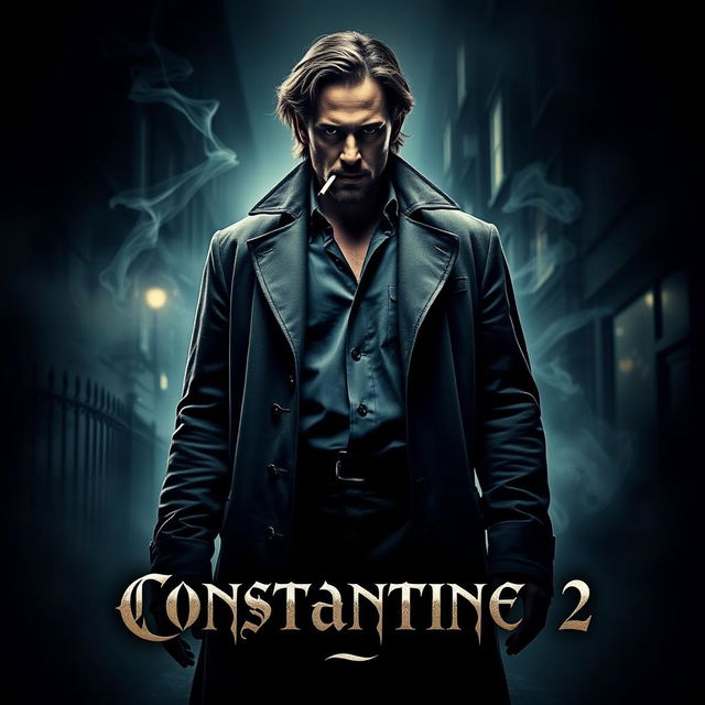 A captivating movie poster for 'Constantine 2,' featuring Keanu Reeves as John Constantine