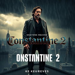 A captivating movie poster for 'Constantine 2 (2024)' featuring Keanu Reeves as John Constantine