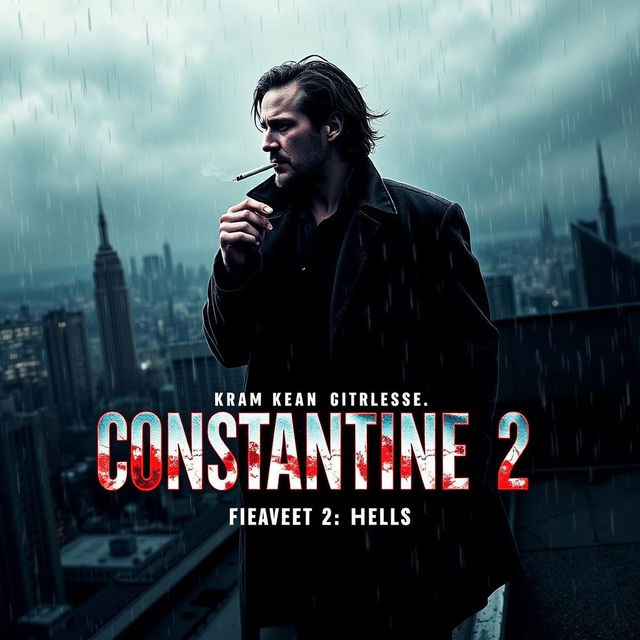 An engaging movie poster for 'Constantine 2 (2024)' featuring Keanu Reeves as John Constantine