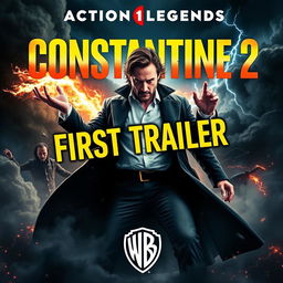 An exciting movie poster for 'Action Legends - CONSTANTINE 2 (2025)' featuring Keanu Reeves as John Constantine