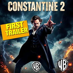 An exciting movie poster for 'Action Legends - CONSTANTINE 2 (2025)' featuring Keanu Reeves as John Constantine