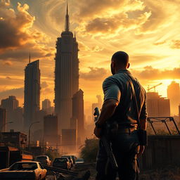 A dramatic scene from a post-apocalyptic world that captures the essence of survival and resilience