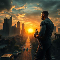 A dramatic scene from a post-apocalyptic world that captures the essence of survival and resilience