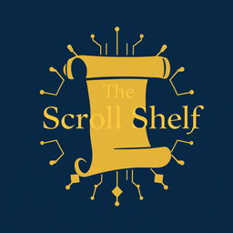 A modern and elegant logo design for a digital library called 'The Scroll Shelf'