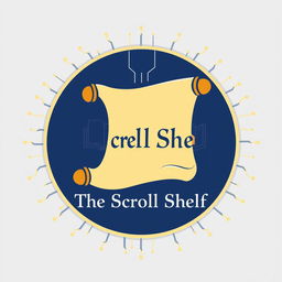 A modern and elegant logo design for a digital library called 'The Scroll Shelf'