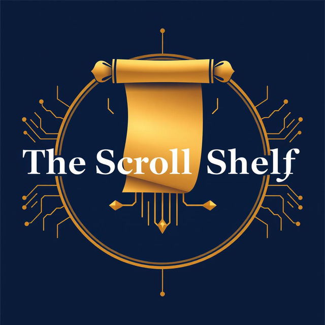 A modern and elegant logo design for a digital library called 'The Scroll Shelf'