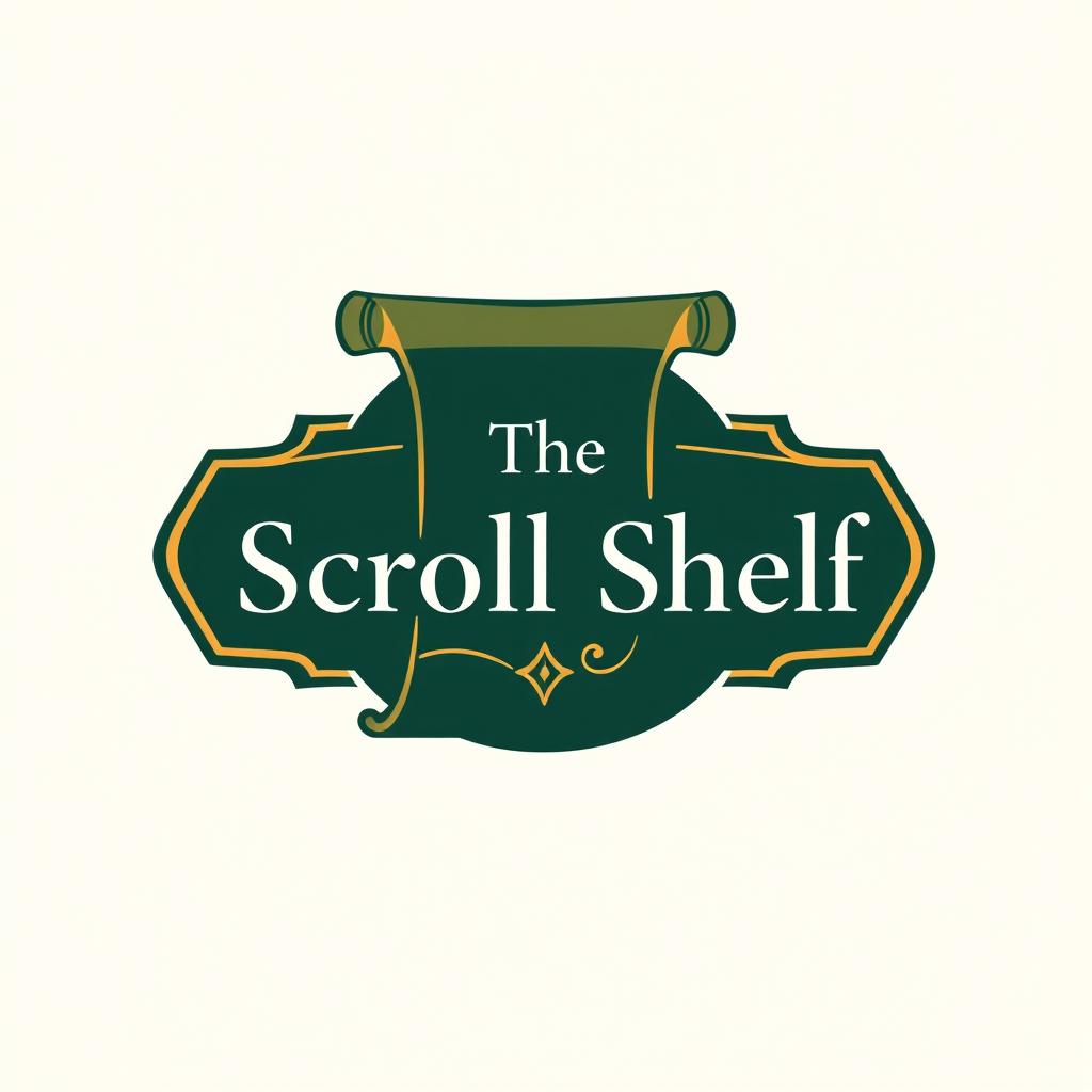 A sleek and modern logo design for 'The Scroll Shelf', a digital library