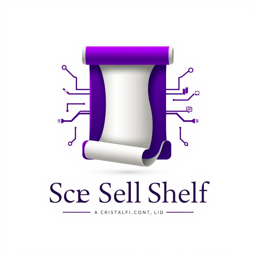 An innovative and visually striking logo design for 'The Scroll Shelf', a digital library