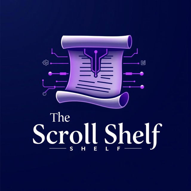 An innovative and visually striking logo design for 'The Scroll Shelf', a digital library