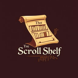 A creatively designed logo for 'The Scroll Shelf', a digital library