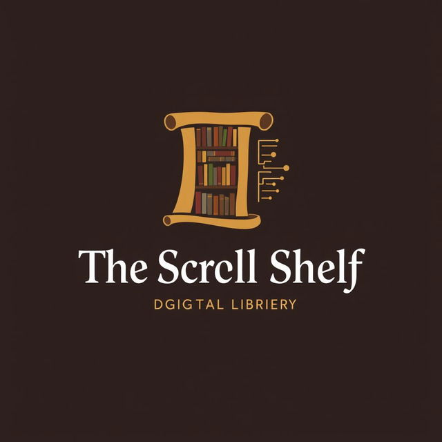 A creatively designed logo for 'The Scroll Shelf', a digital library