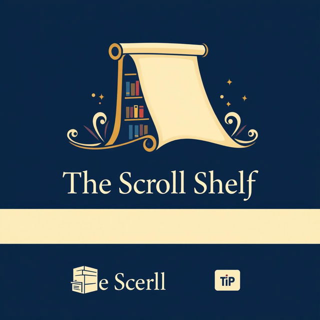 A creative and modern logo for 'The Scroll Shelf', a digital library