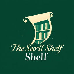 A distinct and imaginative logo for 'The Scroll Shelf', a digital library