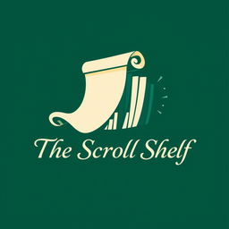 A distinct and imaginative logo for 'The Scroll Shelf', a digital library