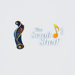A captivating logo for 'The Scroll Shelf', a digital book and music library